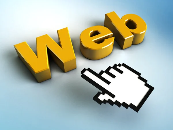 3d hand cursor points to a Web — Stock Photo, Image