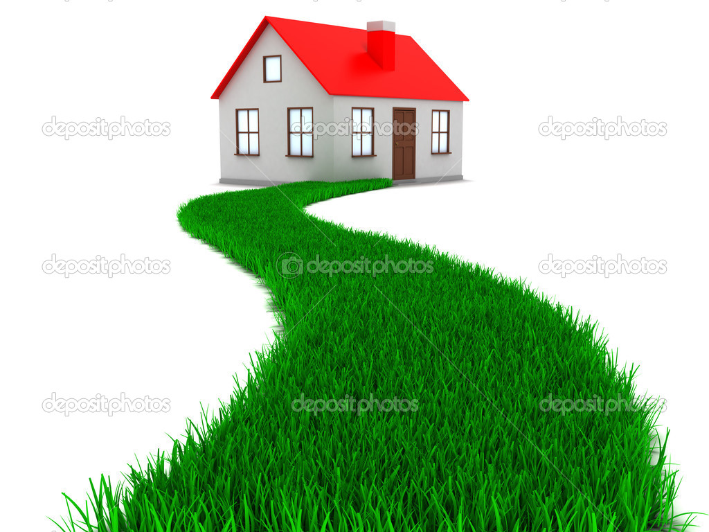 road to house from grass