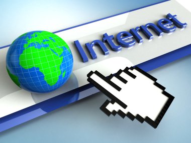 3D çizim el imleci küresel Internet Puan