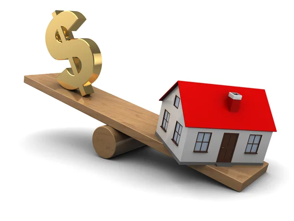 House and dollar seesaw — Stock Photo, Image