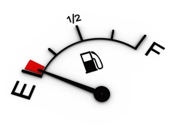 3d illustration of fuel gauge showing low level — Stock Photo, Image