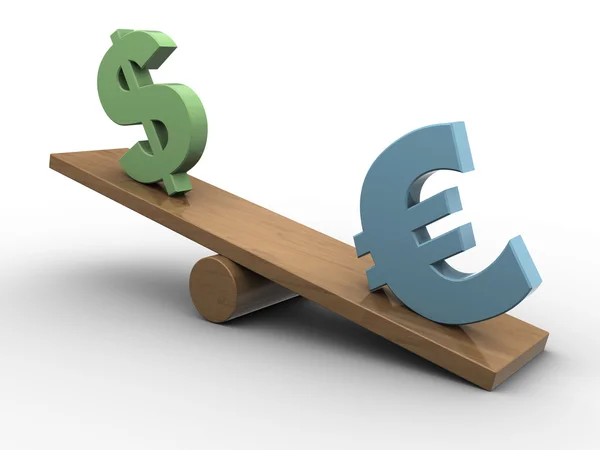 Euro and dollar seesaw — Stock Photo, Image