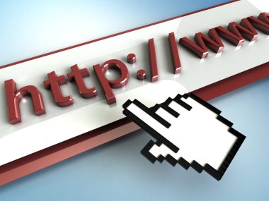 Adres çubuğuna 3D el imleci Puan