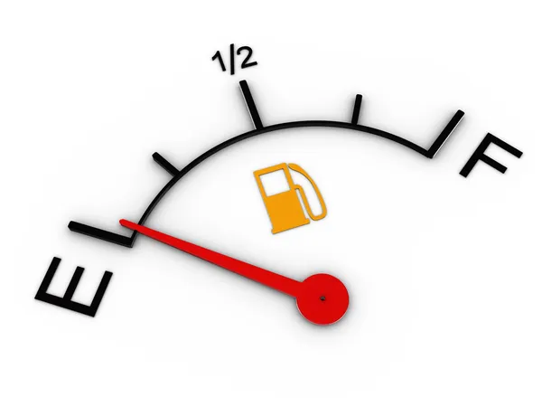 3d illustration of level gauge indicates ran out of petrol — Stock Photo, Image