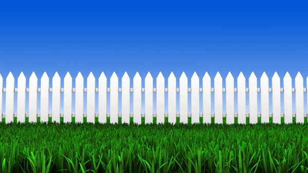 White fence and grass — Stock Photo, Image