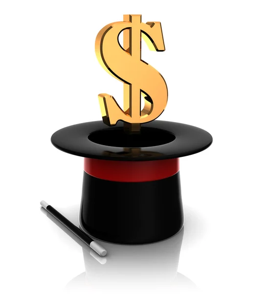 Magic top hat dollar sign — Stock Photo, Image