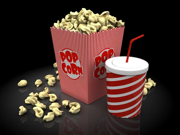 Popcorn e soda — Foto Stock