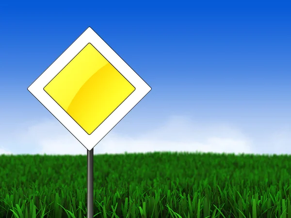 Meadow and main road sign — Stock Photo, Image