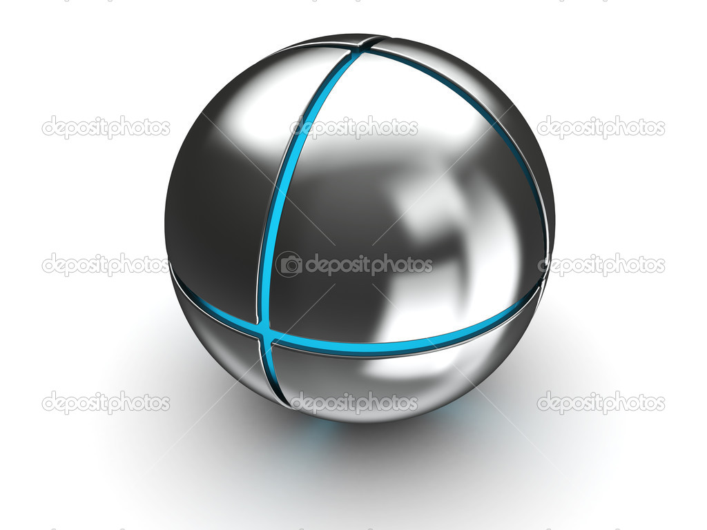 metal sphere with blue light