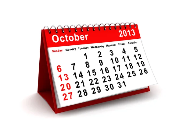 October 2013 calendar — Stock Photo, Image