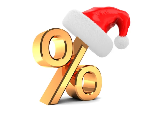 Percent sign with Christmas hat — Stock Photo, Image