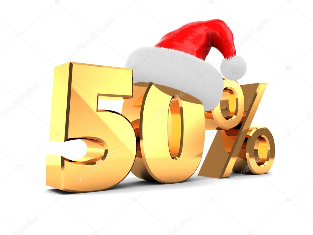 Discount sign with Christmas hat