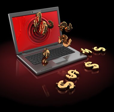 dolar işareti olan dizüstü bilgisayar