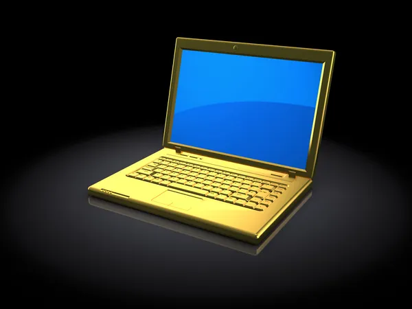 Gouden laptopcomputer — Stockfoto