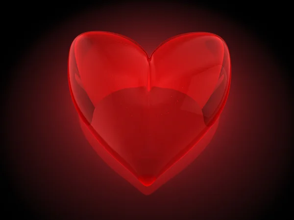 Kırmızı cam kalp — Stok fotoğraf