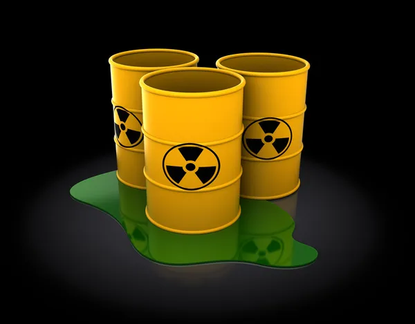 Three radioactive barrels — Stock Photo, Image