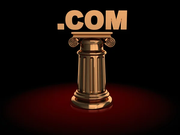 Colonne dorée avec .com dessus — Photo