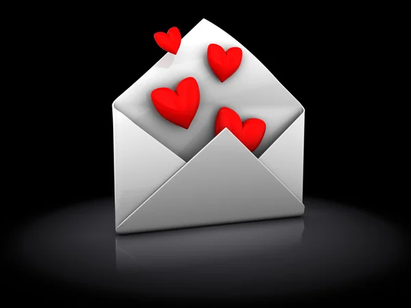 Envelope com corações — Fotografia de Stock