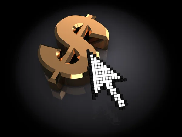 Dollar sign and mouse cursor — Stock Photo, Image