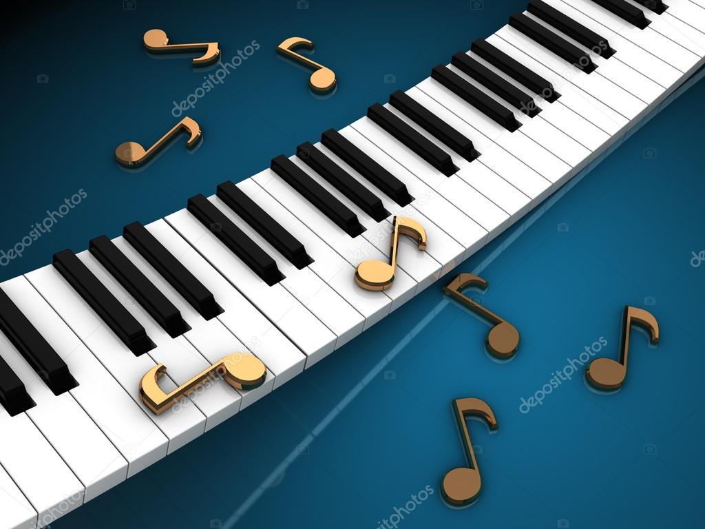 piano keyboard and notes