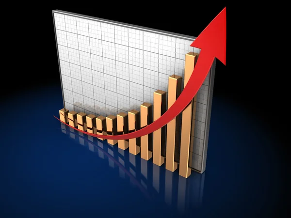 Geschäftsdiagramm mit rotem Pfeil — Stockfoto