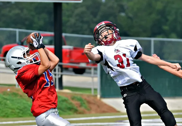 Pegando o Touchdown Pass — Fotografia de Stock