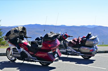 Motorcycles at an Overlook clipart
