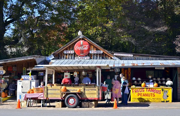 Turistas em uma Roadside Store — Fotografia de Stock