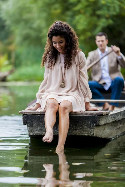 Couple in the boat — Stock Photo, Image