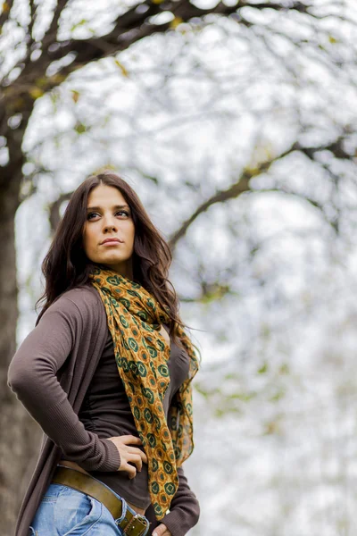 Mujer joven en el bosque — Foto de Stock