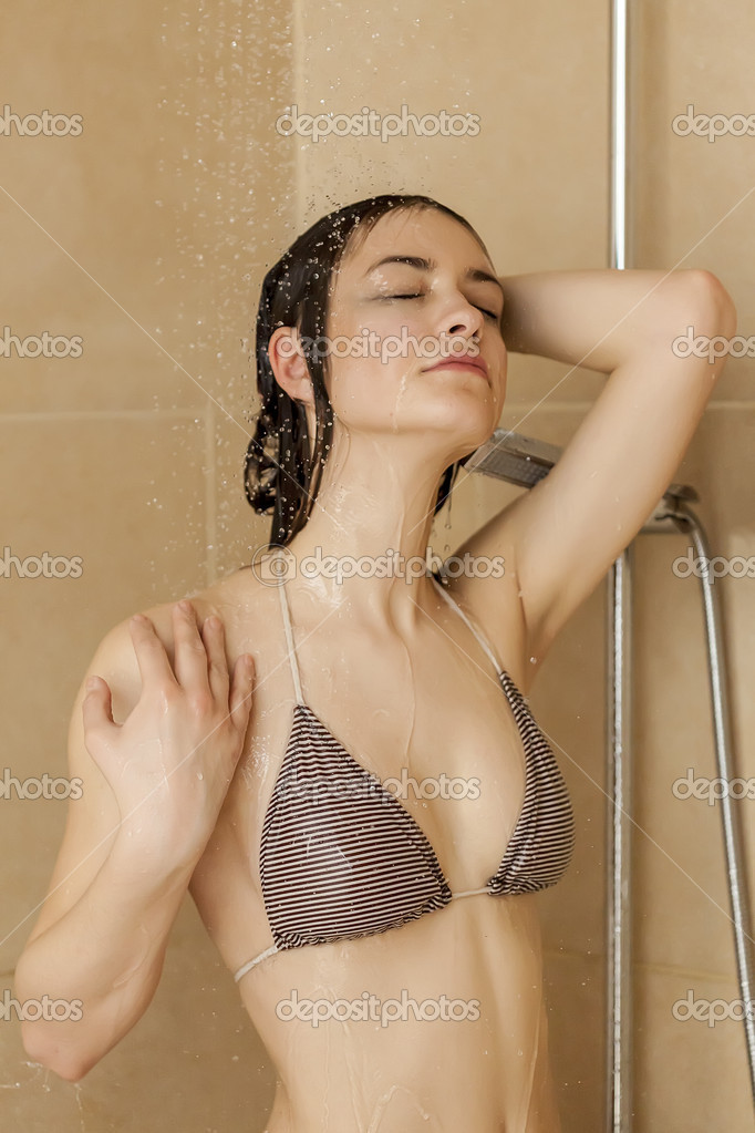 Nake sexy petite in the shower naked