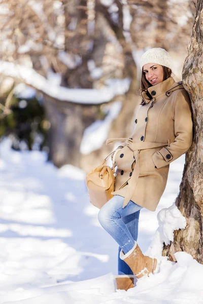 Jovem mulher no inverno — Fotografia de Stock