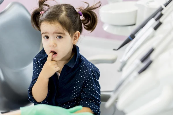 Маленька дівчинка у стоматолога — стокове фото