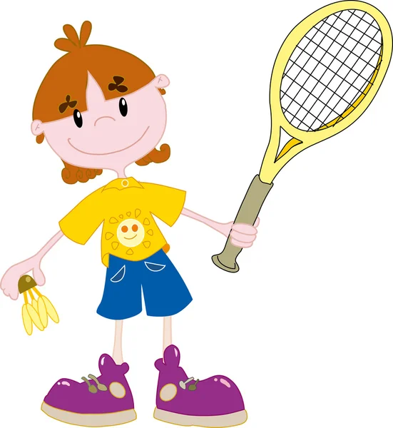 Chica de bádminton — Vector de stock