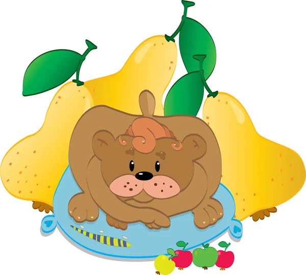 Bear with pears — Stock Vector