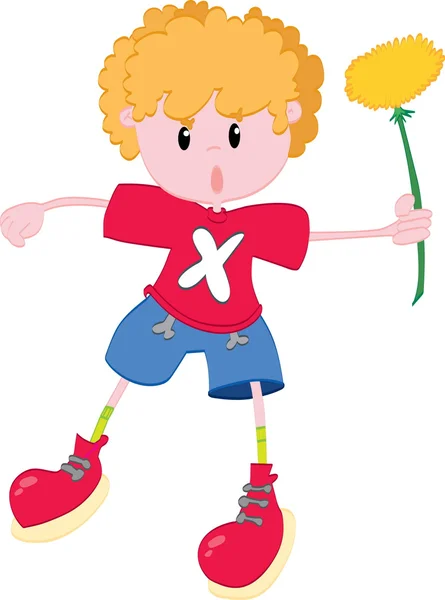 Boy with dandelion — Stock Vector