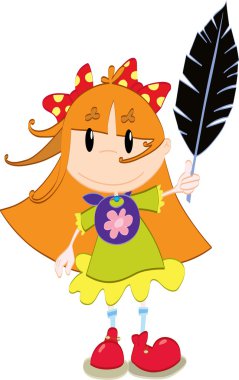 Little girl with a feather