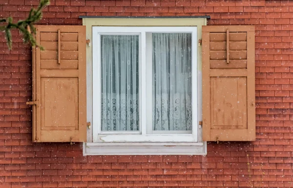 Traditional window from Austria at winter — Stock Photo, Image