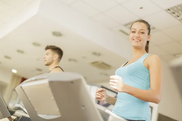 Ung kvinna utbildning i gymmet — Stockfoto