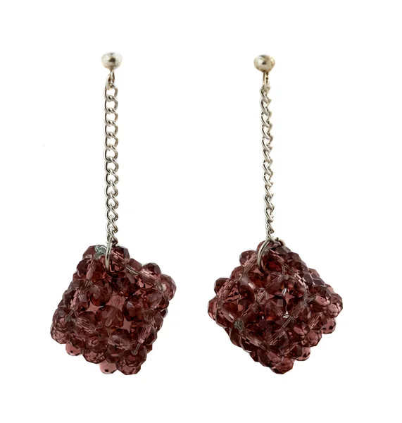 Brown crystal cluster earrings — Stock Photo, Image