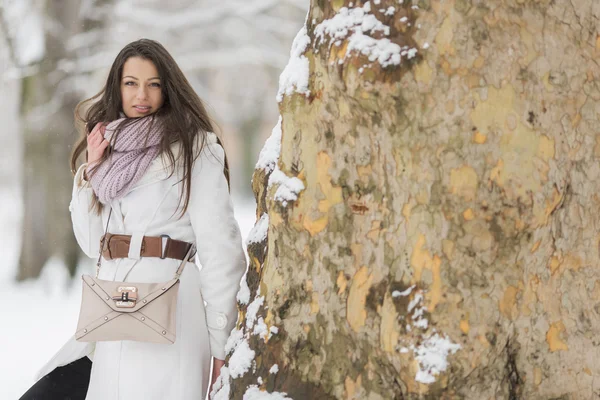 Młoda kobieta w zimie — Zdjęcie stockowe