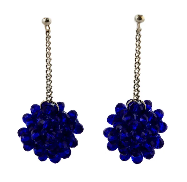 Blue crystal cluster earrings — Stock Photo, Image