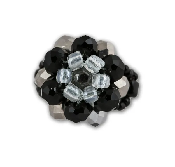 Bague cluster cristal noir et blanc — Photo