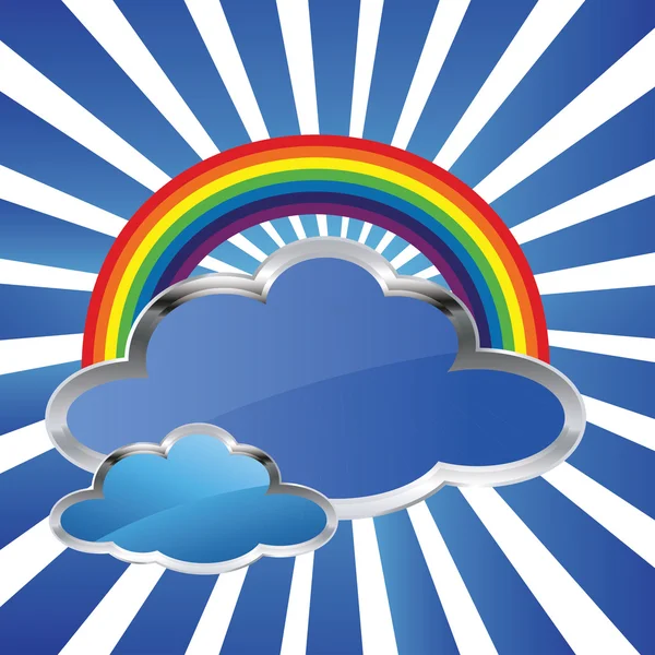 Arco-íris e nuvens — Vetor de Stock
