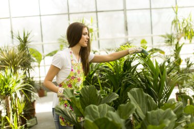 Çiçek bahçesindeki genç kadın