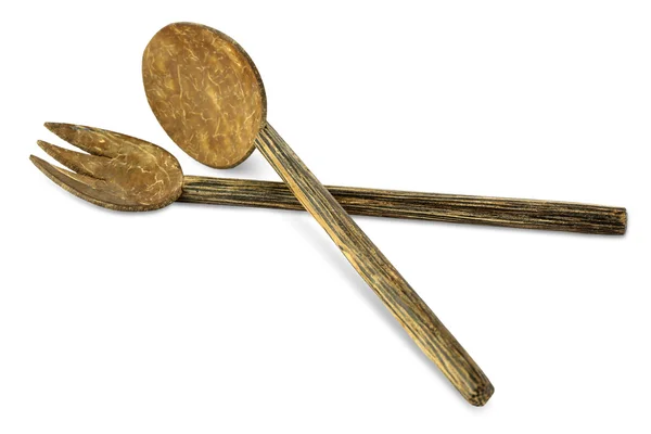 Tenedor y cuchara de madera —  Fotos de Stock