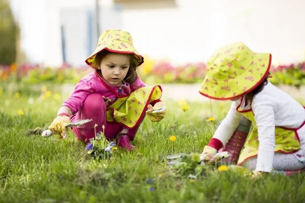 Κοριτσάκια στον κήπο — Φωτογραφία Αρχείου