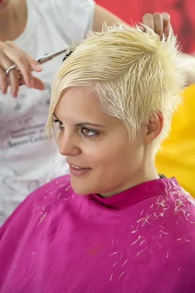 Young woman at hairdresser — Stock Photo, Image