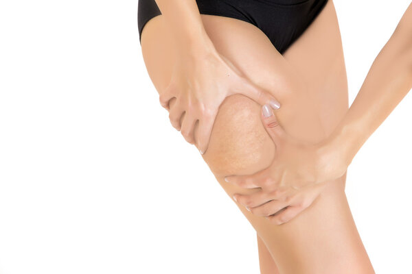 Young woman checking fat