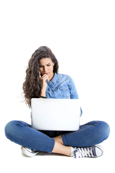 Žena s laptopem — Stock fotografie